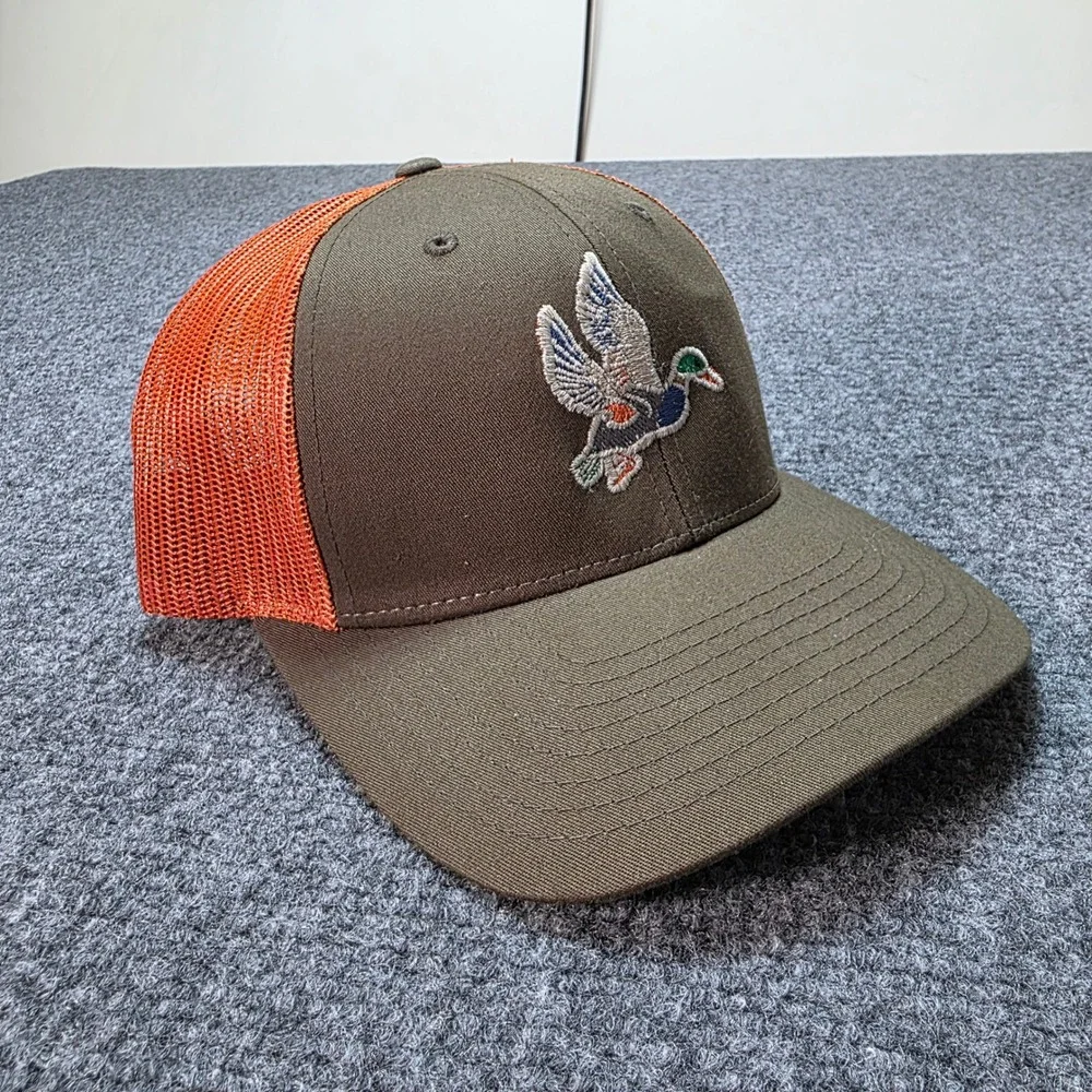 Richardson 115 Trucker Hat Cap Brown Orange Mallard Duck Flying Embroidered M/LG